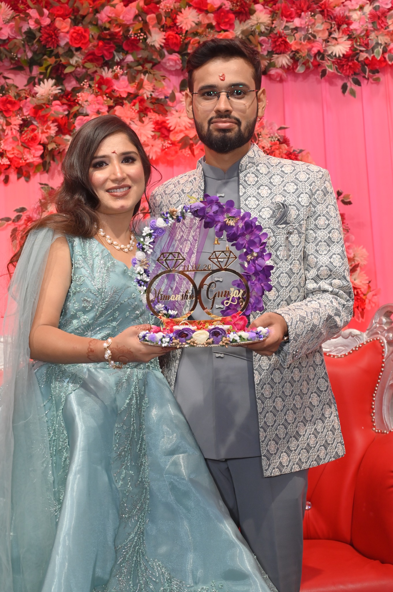 Himanshu and Gunjan at their engagement