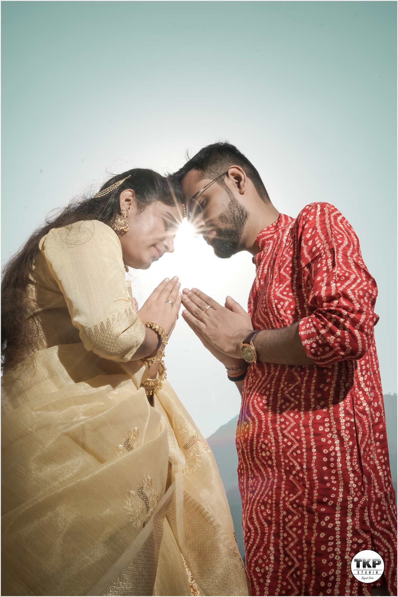 Traditional pre-wedding portrait