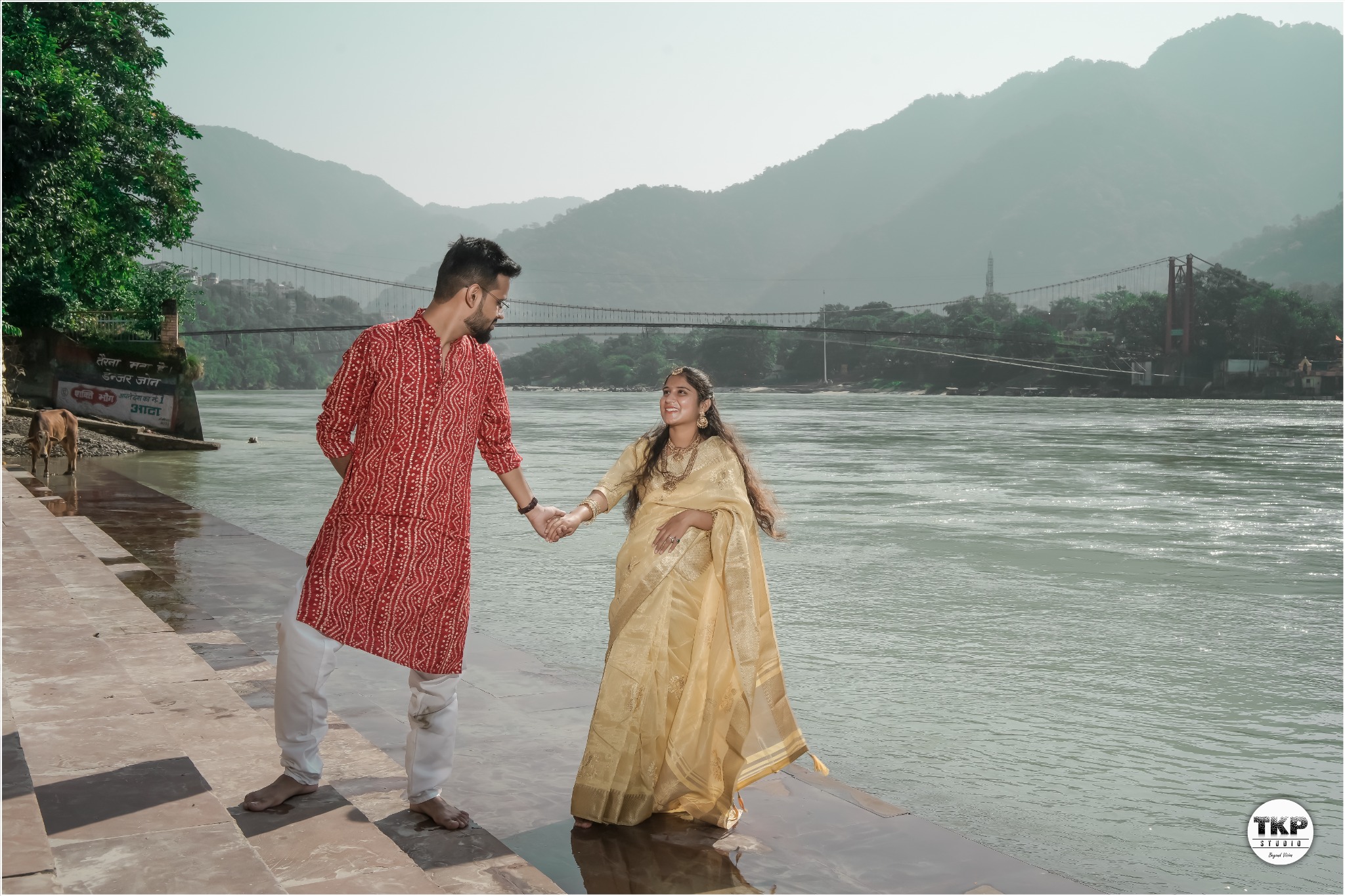 Couple by the river ghat